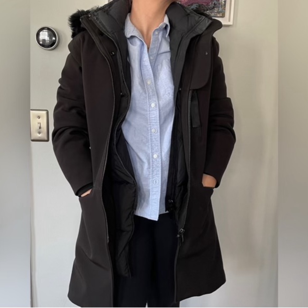 The Arrivals Holstrom III Down Coat, a modular snow parka in Black, Medium.
